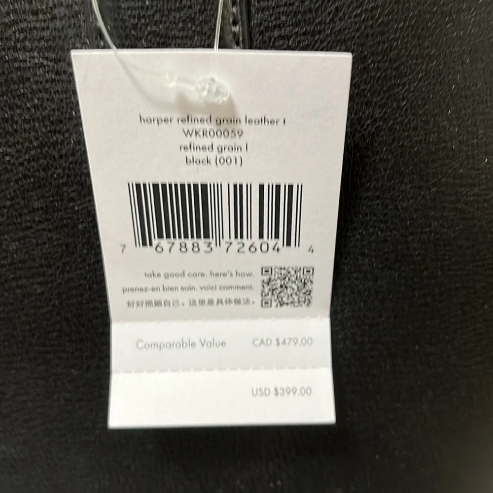Kate Spade Harper Refined Grain Leather Tote Bag Black